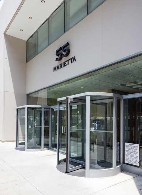 The entrance to CoreSite's data center in Atlanta, at 55 Marietta street.