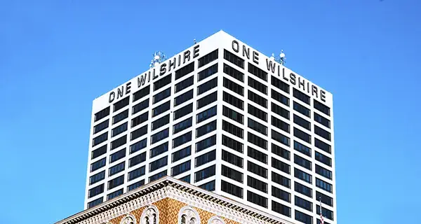 Photograph of the One Wilshire building, Coressite’s first data center.