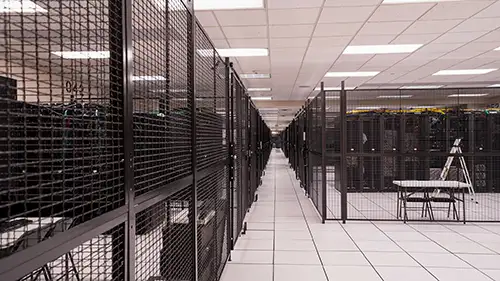 A photograph of cages in CoreSite’s OR1 data center.