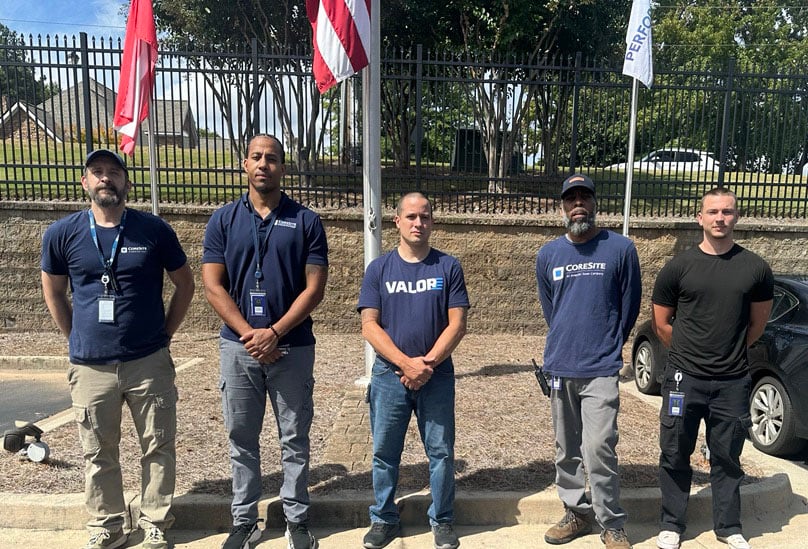 A photograph of CoreSite veterans commemorating the 9/11 terrorist attack.